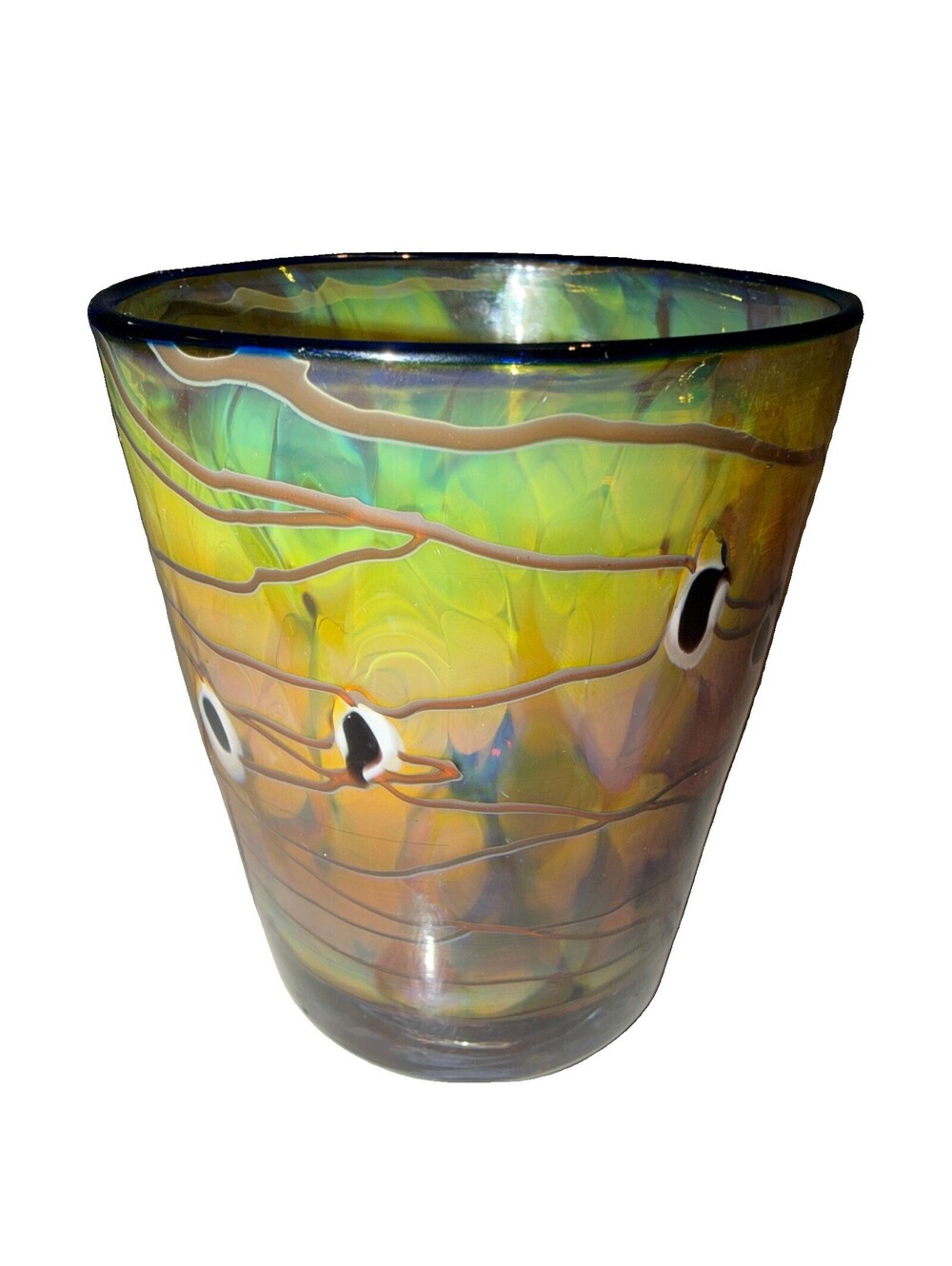 Snakeoil Glassworks Classic Signature Bourbon Scotch Glass Iridescent Amber Cup